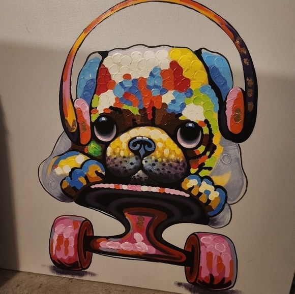 Colorful Pug Art Canvas - Picture 1 of 5